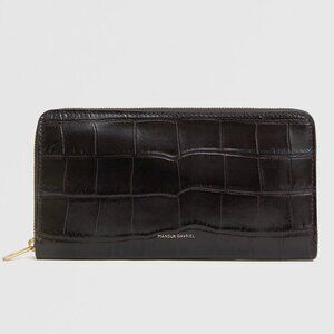 Authentic Mansur Gavriel in Zip Wallet in Black Crocco Calf Leather with box!!